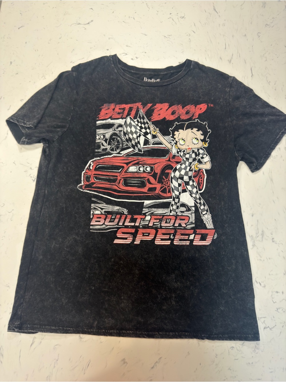 Betty Boop Red Racecar Built For Speed, Sports men's/Unisex Sz Large